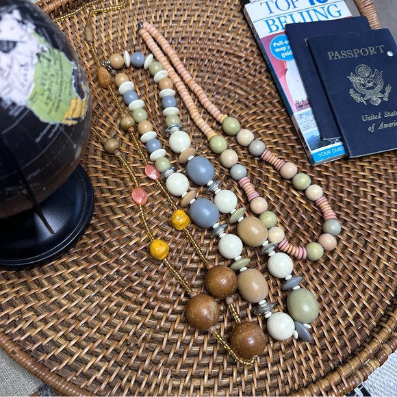 Vintage Wooden Beaded Necklace Lot of 3 - Picture 4 of 4